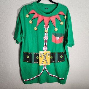 Holiday Time Green Elf Costume Graphic T-Shirt XL/XG 46-48 Fun Christmas Theme